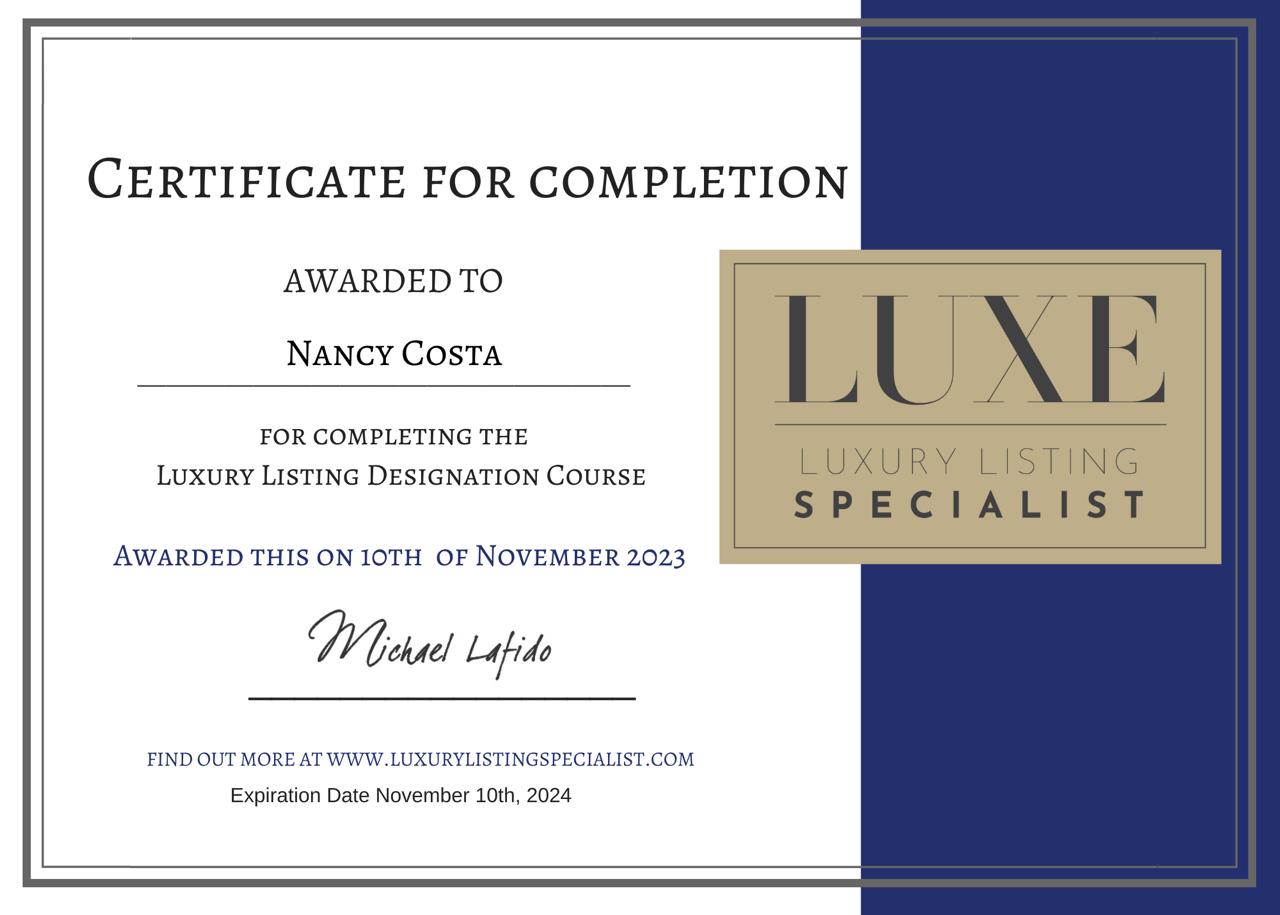 Luxe Properties Certification